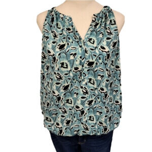 Loft Petites Sleeveless V-Neck Abstract Print Blouson Size MP